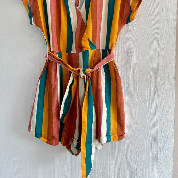 Lush Multi-color Striped Romper - Picture 2 of 2
